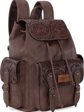 Stylish Western Floral Tooled Backpack Purse for Travel - Unisex Design